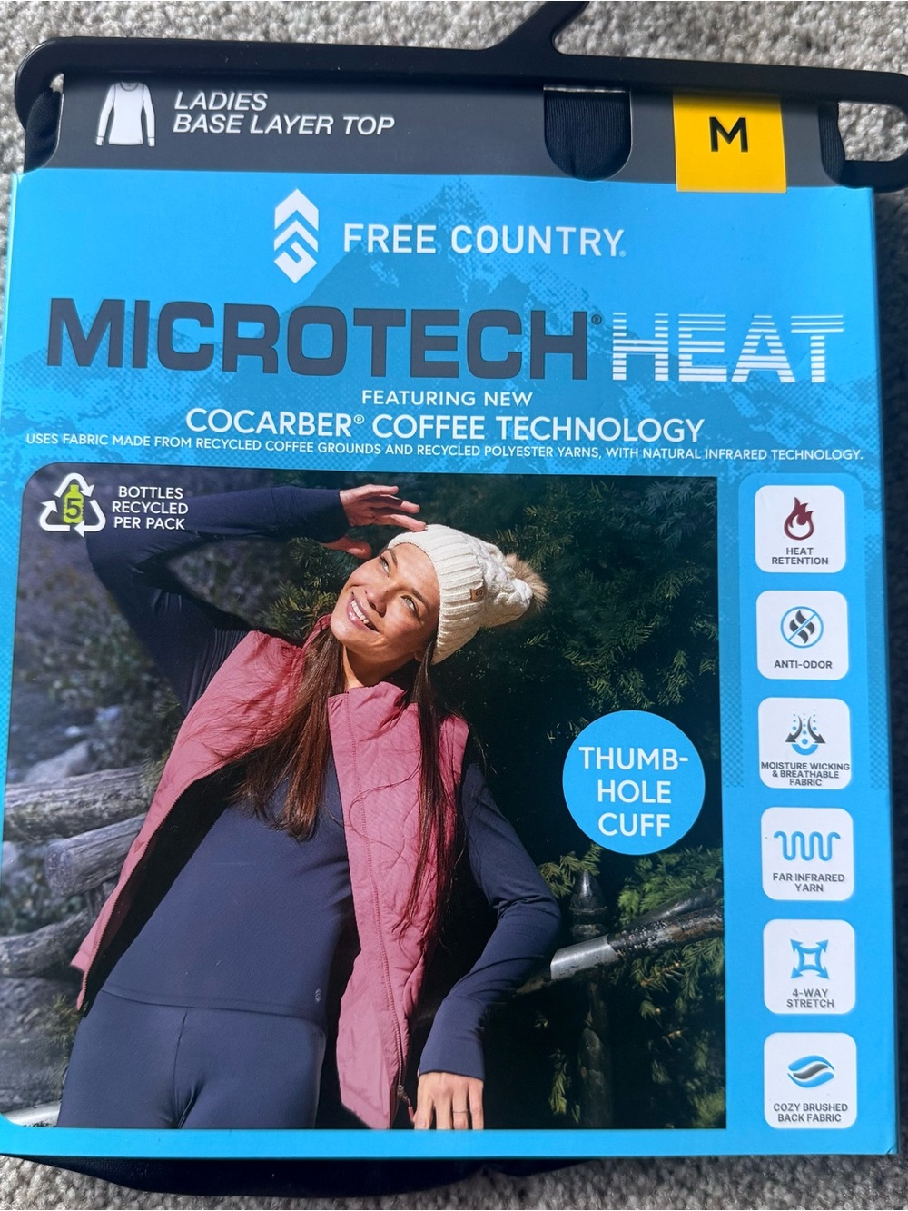 NWY Free Country Microtech Heat women’s black base layer top size medium